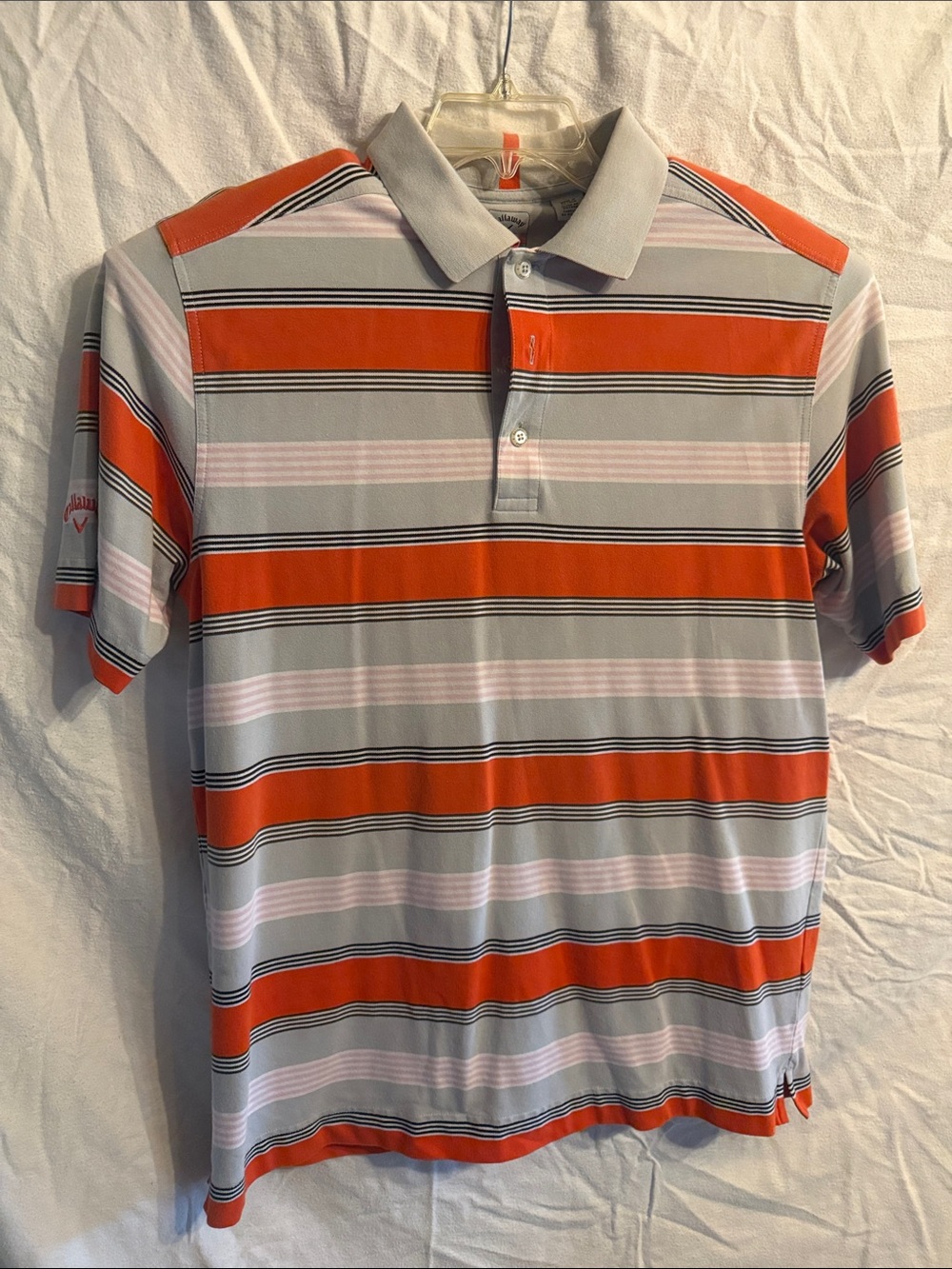 Callaway Men's Orange and Gray Striped Golf Polo